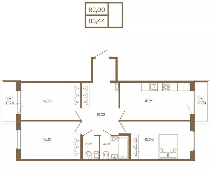 3-комнатная квартира: Сертолово, Златоглавая улица, 2к2 (85.44 м) - Фото 1