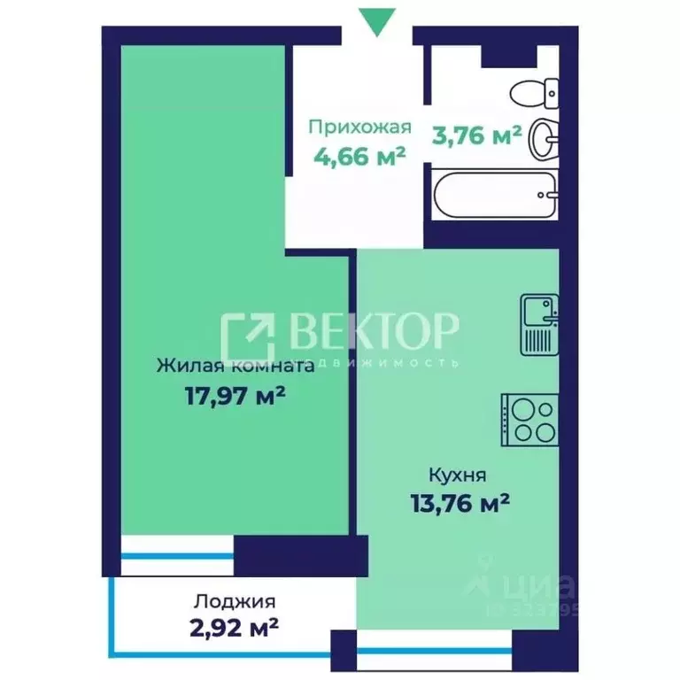 1-к кв. Ярославская область, Ярославль Чернопрудная ул., 15 (38.77 м) - Фото 2