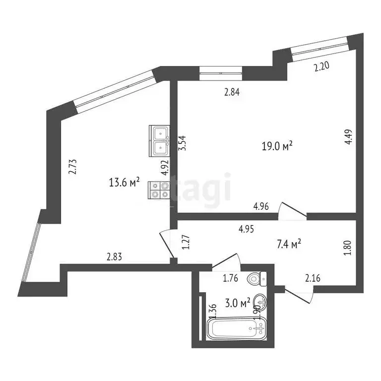 1-комнатная квартира: Туапсе, улица 8 Марта, 4А (43 м) - Фото 0