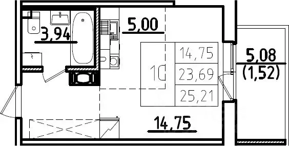 Студия Ленинградская область, Гатчина ул. Чехова, 39к1 (28.77 м) - Фото 1