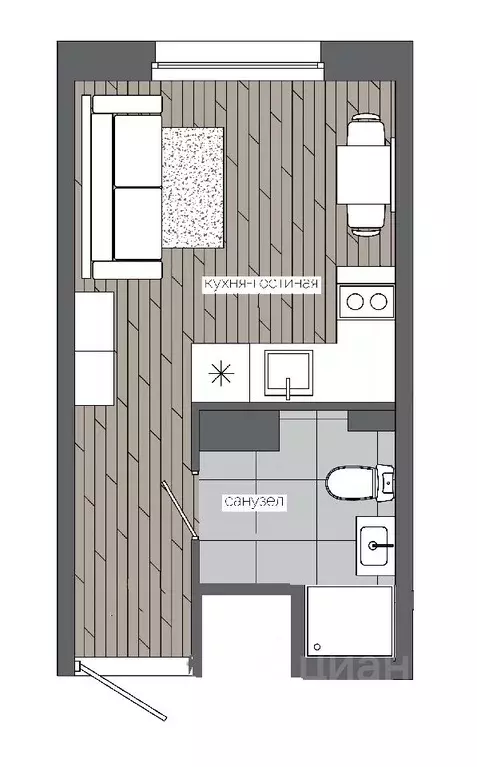 1-к кв. Ханты-Мансийский АО, Сургут 30А мкр,  (21.38 м) - Фото 0