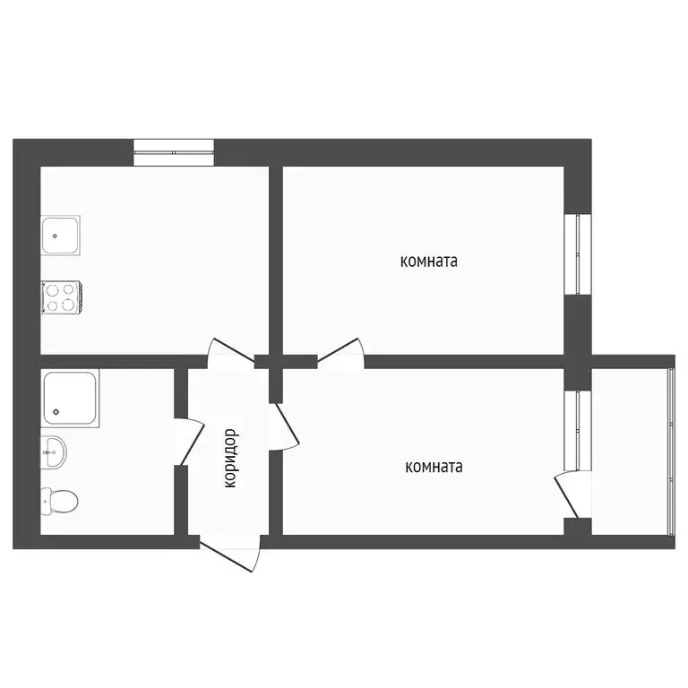 2-комнатная квартира: Тобольск, Октябрьская улица, 57 (40.6 м) - Фото 1