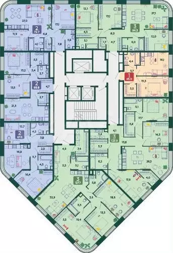 3-к. квартира, 127,6 м, 8/27 эт. - Фото 1