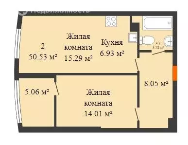 2-комнатная квартира: Ростов-на-Дону, Привокзальная улица, 3 (54 м) - Фото 0