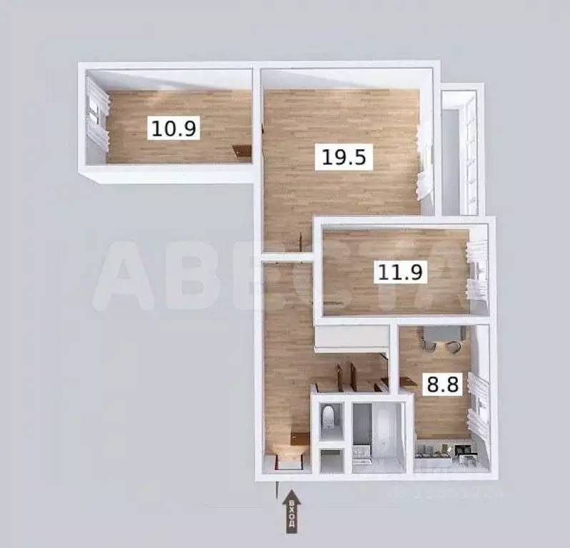 3-к кв. Омская область, Омск Старый Кировск мкр, пос. 111-я ... - Фото 2