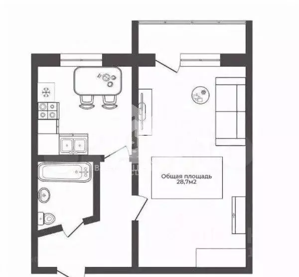 1-к кв. Новосибирская область, Новосибирск ул. Молодости, 54 (28.8 м) - Фото 2
