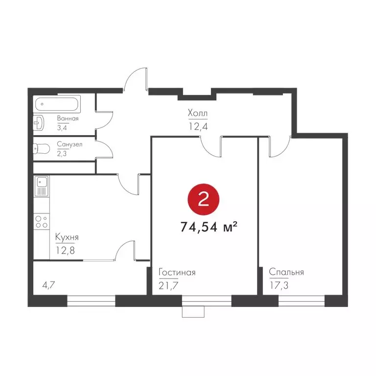 2-комнатная квартира: Самара, проспект Масленникова, 14А (74.54 м) - Фото 0