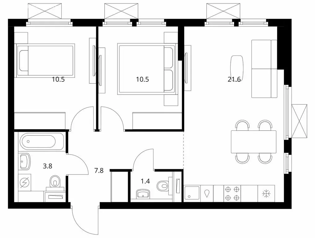 2-комнатная квартира: Мытищи, Ярославское шоссе, 120Бк1 (54.4 м) - Фото 1
