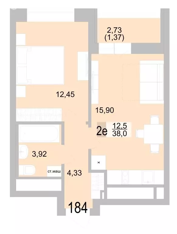 1-комнатная квартира: Екатеринбург, Черкасская улица, 5к1 (37.97 м) - Фото 0