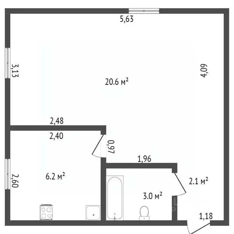 1-к кв. Амурская область, Благовещенск ул. Ленина, 80 (31.0 м) - Фото 2