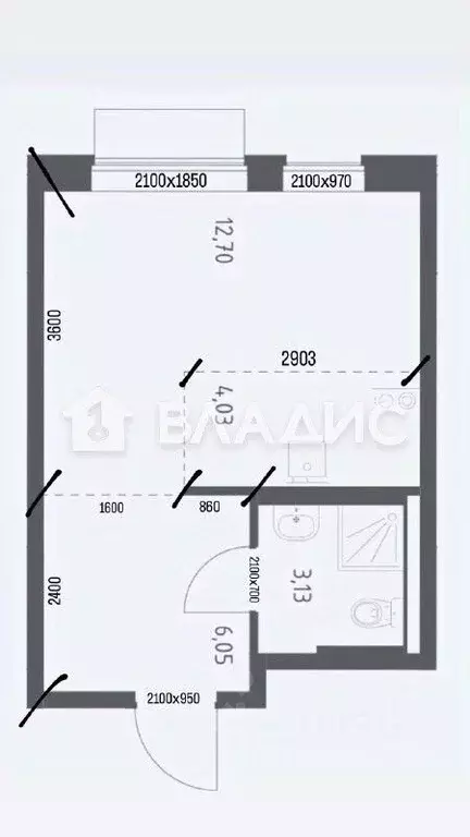 Студия Москва ул. Аэростатная, 15к12 (25.6 м) - Фото 2