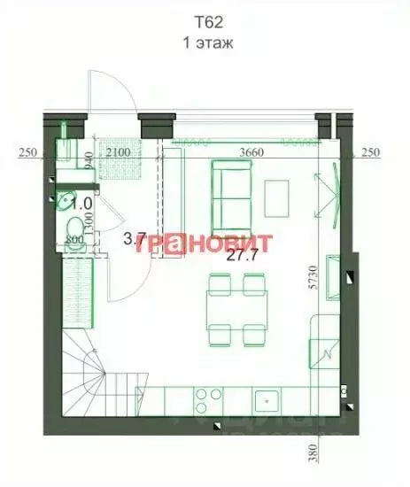 Таунхаус, 62.3 м - Фото 1
