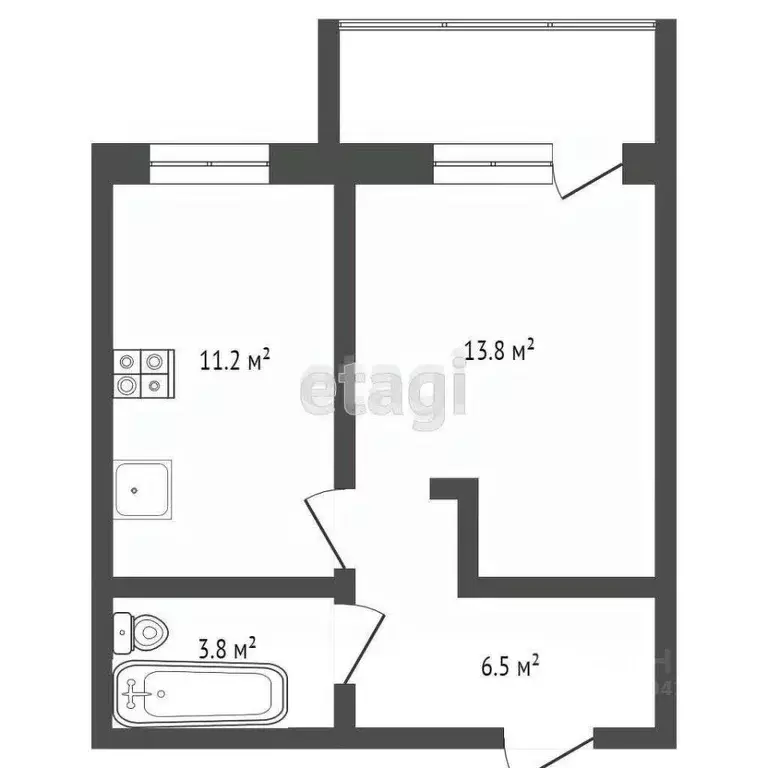 Студия Забайкальский край, Чита ул. Бабушкина, 99Б (35.5 м) - Фото 1