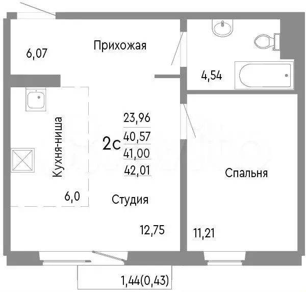 2-к. квартира, 41 м, 7/10 эт. - Фото 0