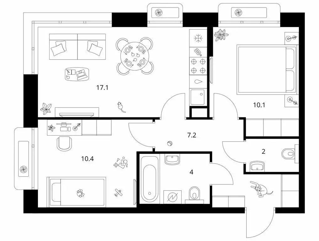 2-комнатная квартира: Казань, ЖК Сиберово, 3 (50.8 м) - Фото 1