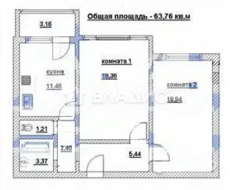 2-к кв. Московская область, Павловский Посад Вокзальная ул., 3 (64.0 ... - Фото 2