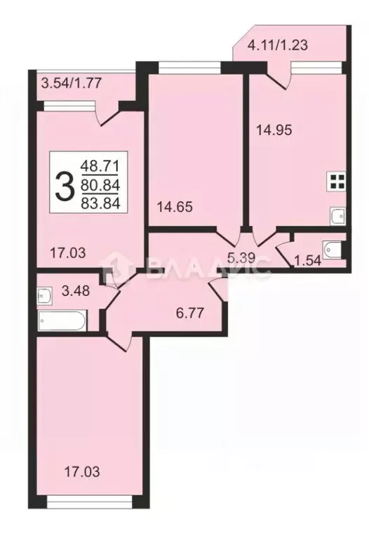 Квартира, 3 комнаты, 82 м - Фото 0