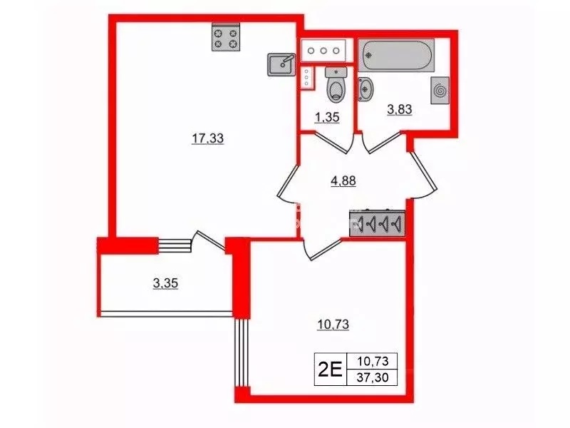 1-к кв. Санкт-Петербург Светлановский просп., 14к1 (37.3 м) - Фото 2