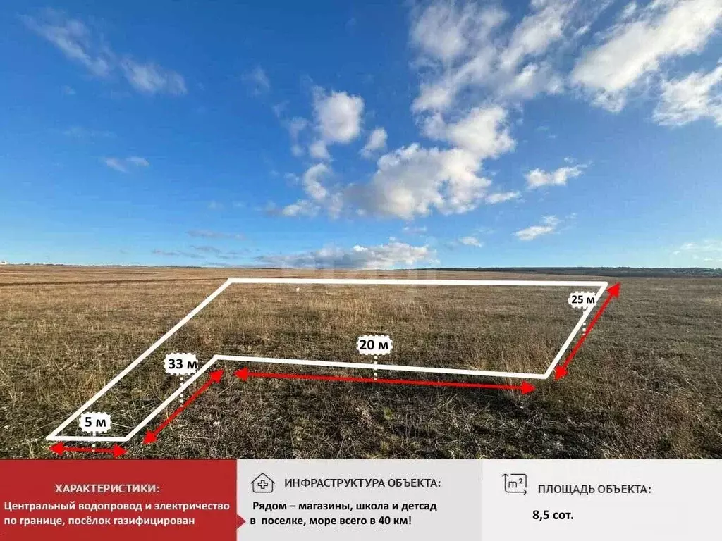 Участок в Крым, Симферопольский район, с. Чистенькое  (8.5 сот.) - Фото 1