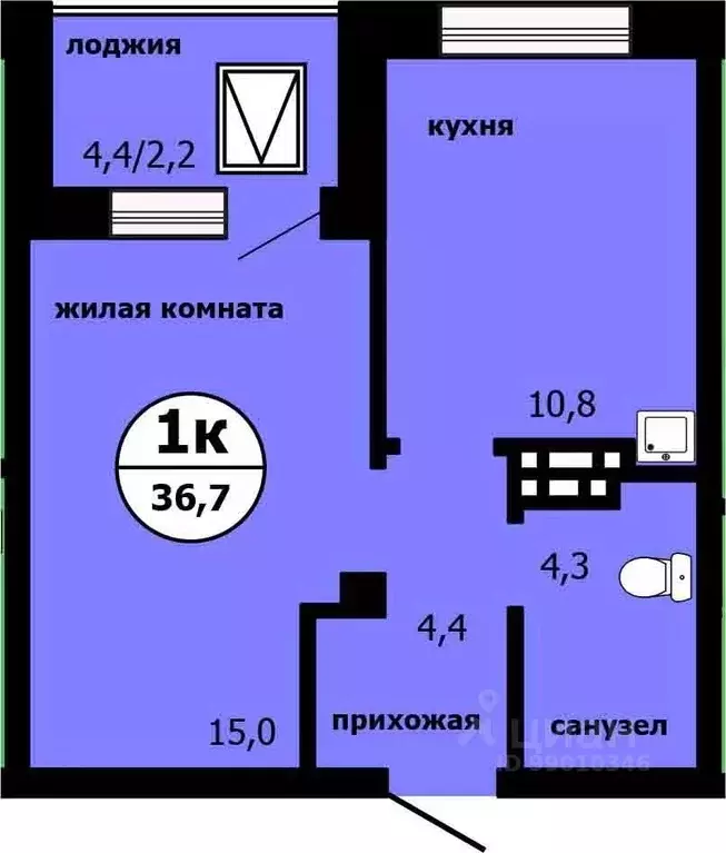 1-к кв. Красноярский край, Красноярск ул. Лесников, 55 (36.3 м) - Фото 0