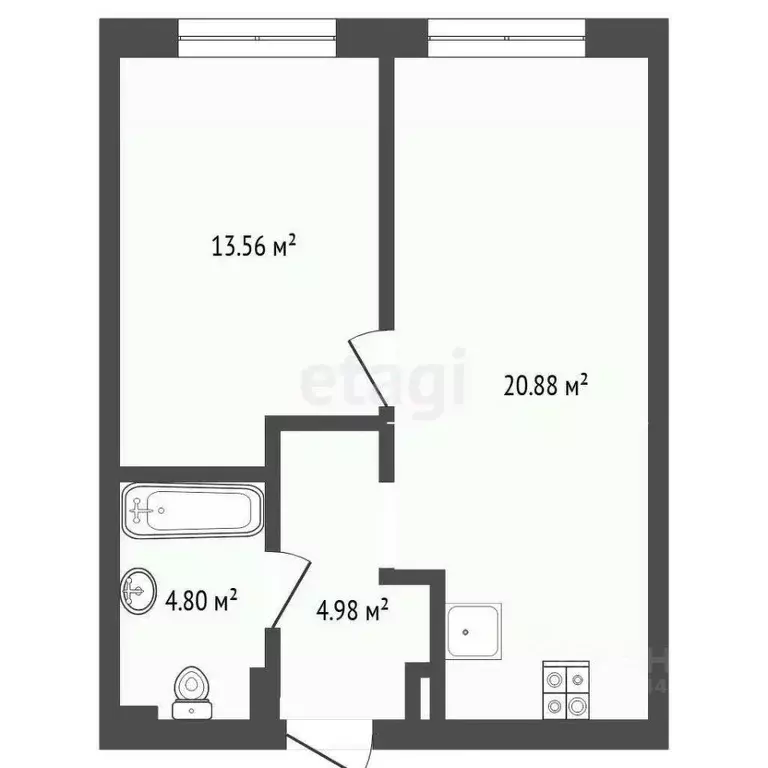 1-к кв. Тюменская область, Тюмень ул. Краснооктябрьская, 8 (44.7 м) - Фото 2