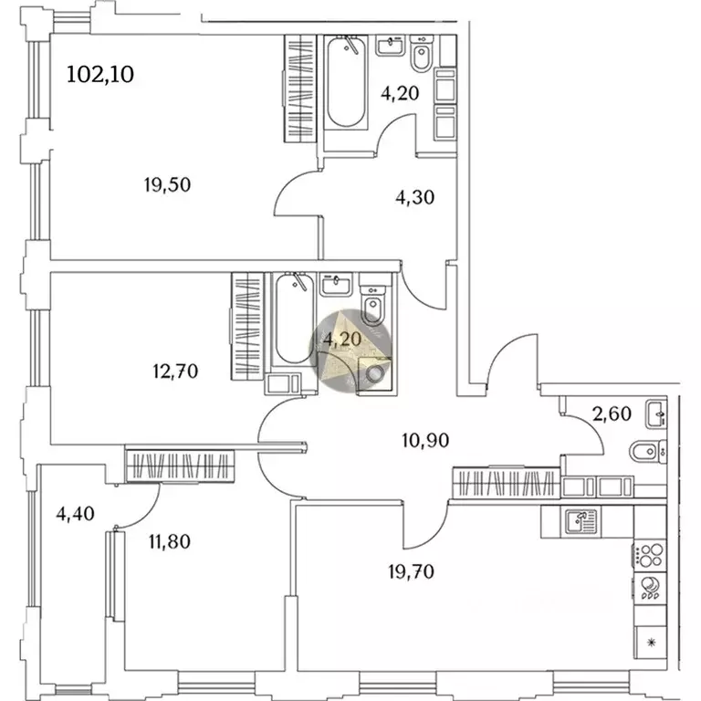 3-к кв. Санкт-Петербург Планерная ул., 99 (102.1 м) - Фото 2