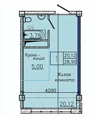 Студия Ставропольский край, Пятигорск ул. Ермолова, 28А (28.9 м) - Фото 1