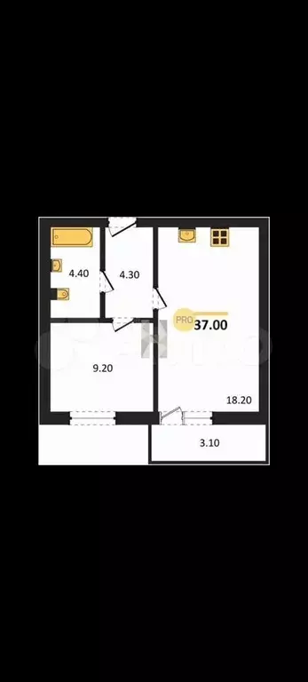 1-к. квартира, 37 м, 5/8 эт. - Фото 1