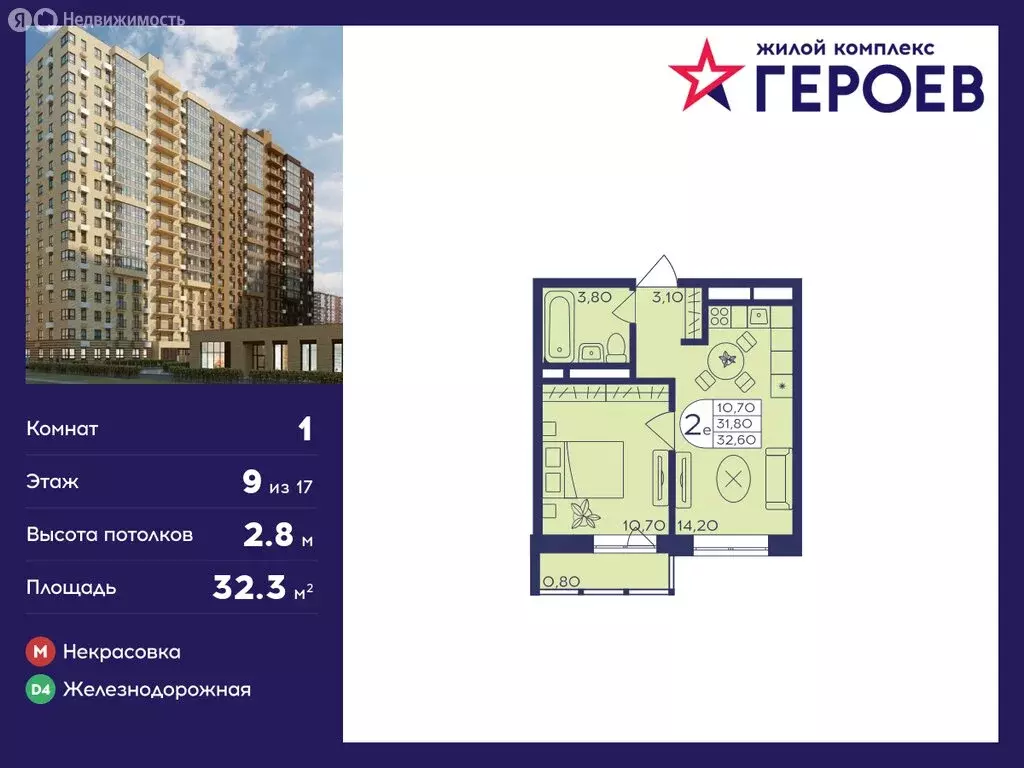 1-комнатная квартира: Балашиха, микрорайон Железнодорожный, улица ... - Фото 0