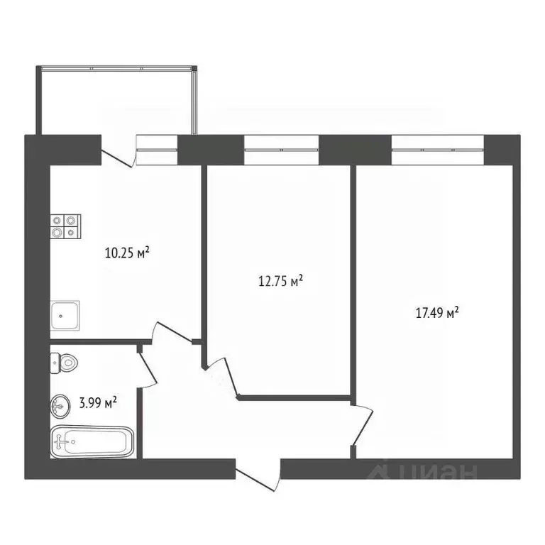 2-к кв. Ярославская область, Ярославль ул. Комкора Хрипина, 3 (52.0 м) - Фото 2