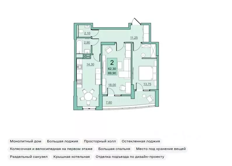 2-к кв. Саратовская область, Балаково Комсомольская ул., 65 (62.3 м) - Фото 0