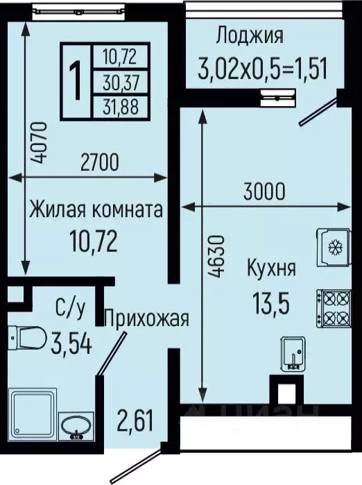 1-к кв. Краснодарский край, Туапсинский муниципальный округ, с. Небуг ... - Фото 0