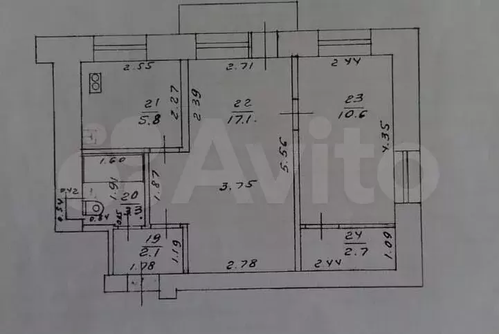 2-к. квартира, 41,6 м, 4/5 эт. - Фото 0