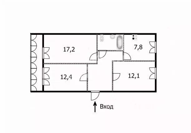 3-к кв. Томская область, Томск Водяная ул., 8 (63.4 м) - Фото 1