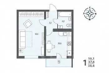 1-к кв. Воронежская область, Воронеж ул. Шидловского, 26 (38.6 м) - Фото 1