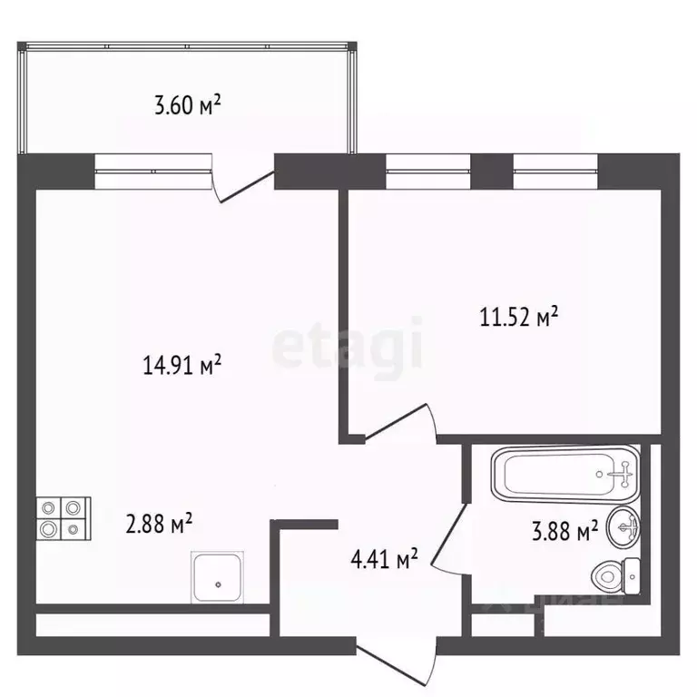 1-к кв. Тюменская область, Тюмень ул. Юрия Рогачева, 9к2 (37.0 м) - Фото 2