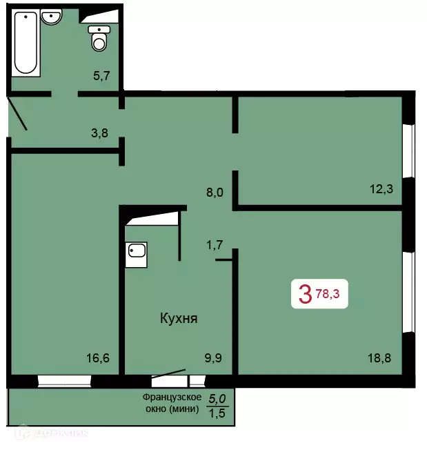 Продаётся 3-к квартира, 78.3 м - Фото 1