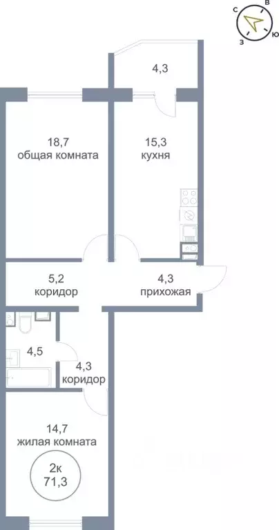 2-к кв. Ханты-Мансийский АО, Нефтеюганск 4-й мкр, 4к1 (71.3 м) - Фото 0