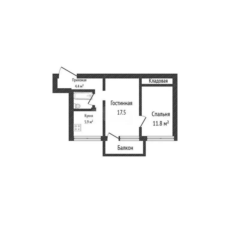 2-комнатная квартира: Салават, улица Калинина, 46 (47.4 м) - Фото 1
