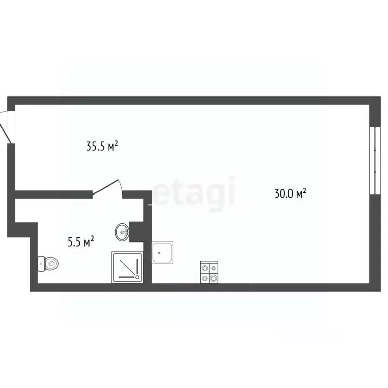 Студия Крым, Ялта ул. Киевская, 44 (35.5 м) - Фото 2