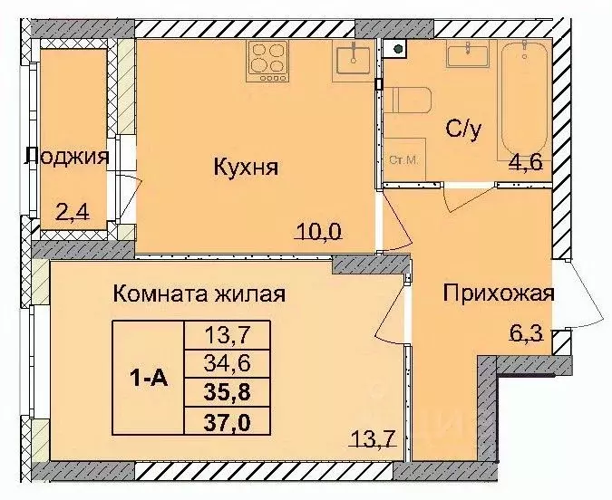 1-к кв. Нижегородская область, Нижний Новгород 1-я Оранжерейная ул. ... - Фото 0