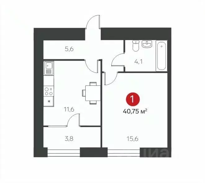 1-к кв. Самарская область, Самара Гая ул., 20 (40.75 м) - Фото 0