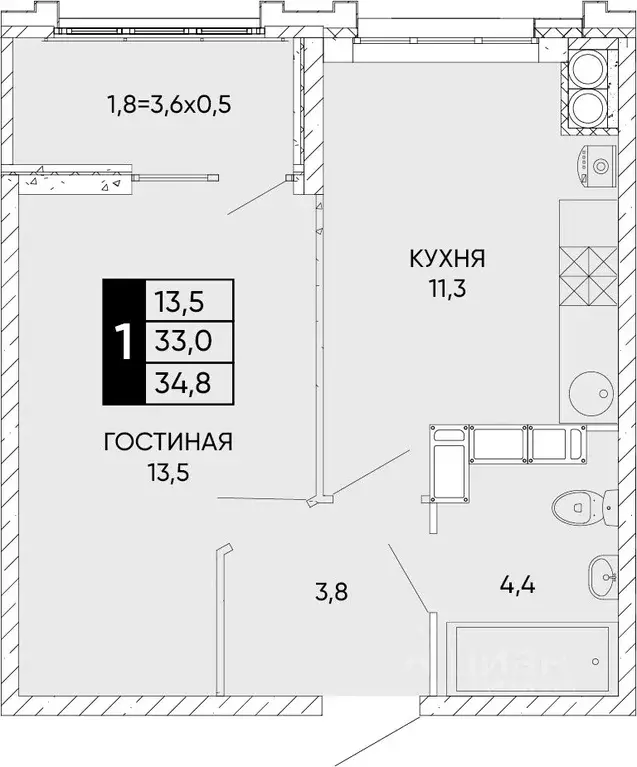 1-к кв. Ростовская область, Ростов-на-Дону Левобережье жилой комплекс ... - Фото 0