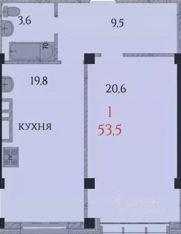 1-к кв. Ставропольский край, Ессентуки  (53.5 м) - Фото 2