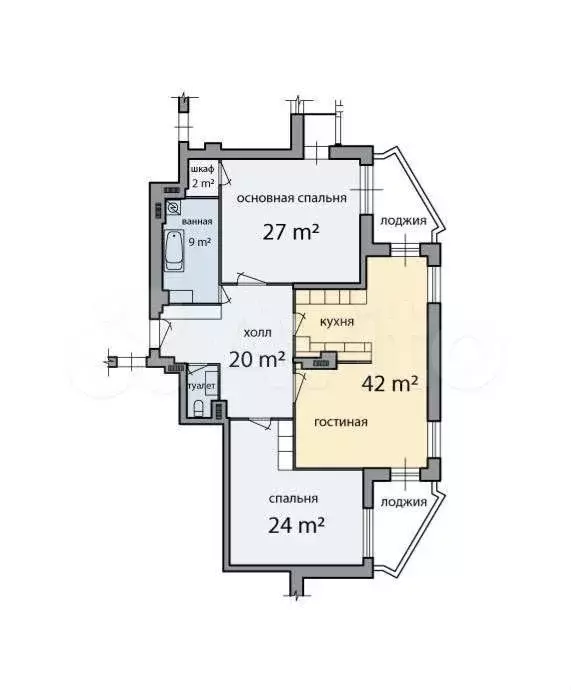 3-к. квартира, 125 м, 6/9 эт. - Фото 0