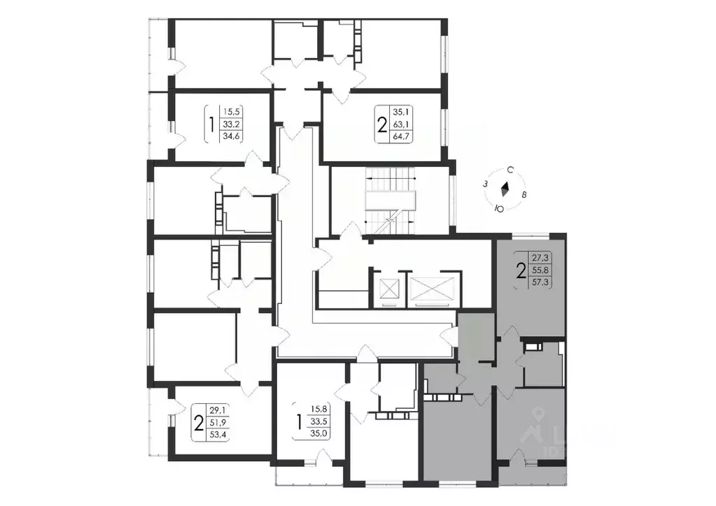 2-к кв. Воронежская область, Воронеж ул. Шишкова, 140Б/21 (57.3 м) - Фото 1