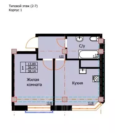 1-к кв. Ставропольский край, Ессентуки  (38.14 м) - Фото 0