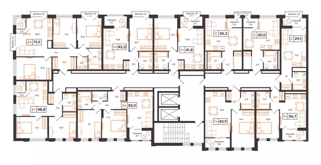 1-комнатная квартира: Тюмень, ЖК UNO (42 м) - Фото 1