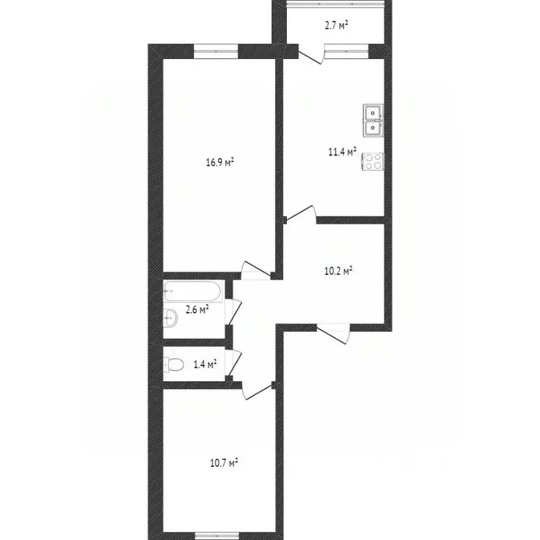 2-к кв. Саратовская область, Саратов Московское ш., 27 (43.0 м) - Фото 1