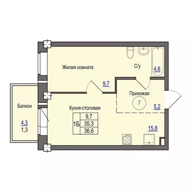 1-к кв. Псковская область, Псковский район, Завеличенская волость, д. ... - Фото 1